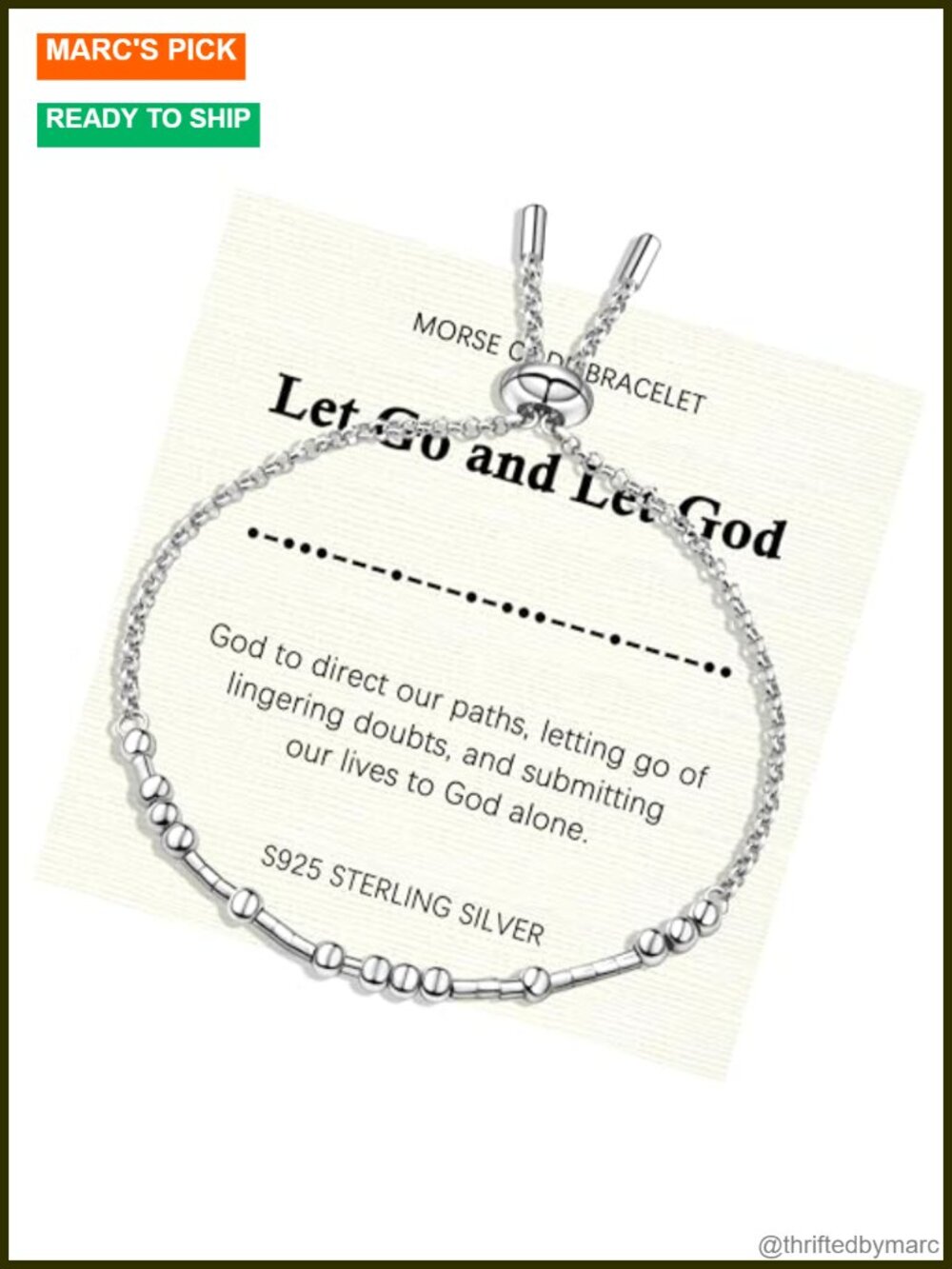 925 Sterling Silver Morse Code Inspirational Bracelet